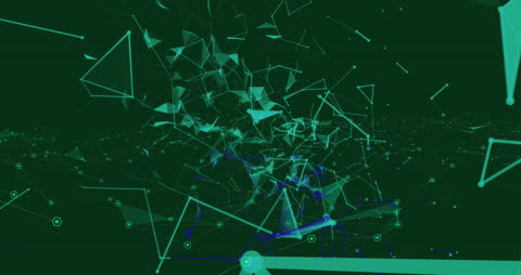 Digital Network Connections on Dark Green Background
