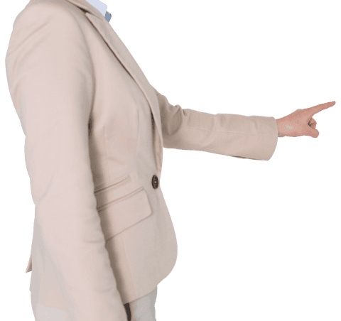 Transparent Image of Businesswoman Pointing for Direction and Guidance Concept
