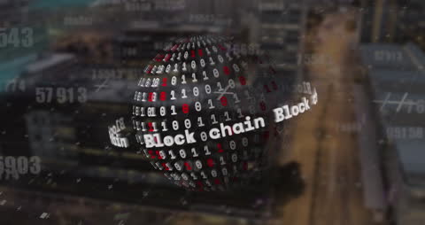 Blockchain Technology Concept with Data Sphere and Binary Code
