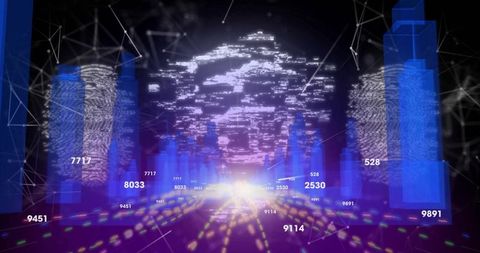 Translucent Data Bars in Cyberspace Illustrating Future Technology