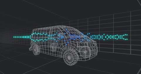 3D Car Model with Data Streams on Digital Grid Background - Download Free Stock Images Pikwizard.com