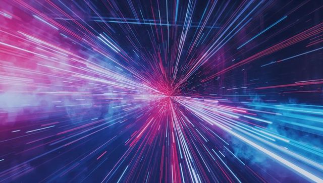 Dynamic Neon Light Streaks in Cosmic Tunnel