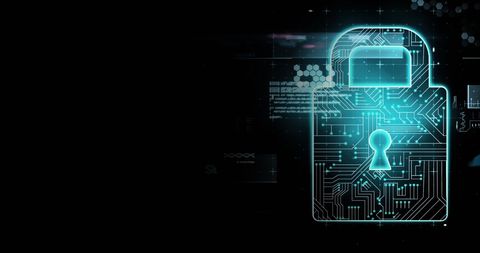 Digital Lock with Circuitry and Data Background Representation - Download Free Stock Images Pikwizard.com