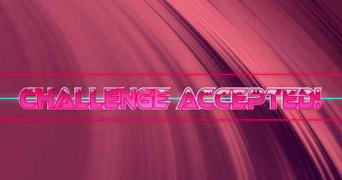 Challenge Accepted Banner with Neon Pink Typography - Download Free Stock Images Pikwizard.com