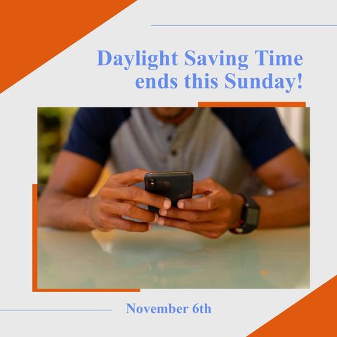 Daylight Saving Reminder with Man Holding Smartphone - Download Free Stock Templates Pikwizard.com