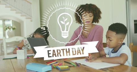 Family Engaging in Earth Day Activities with Eco Friendly Theme