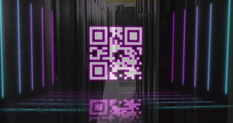 Futuristic QR Code Over Data Center Servers for Digital Security Concept - Download Free Stock Images Pikwizard.com