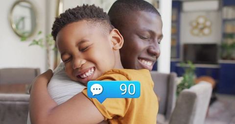 Father and child sharing heartwarming moment in modern home