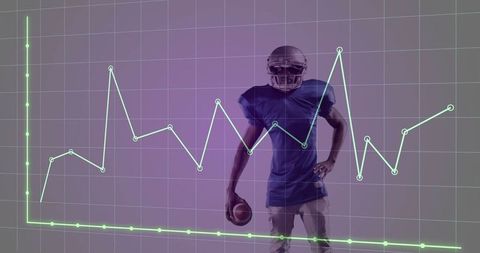 Football Player Posing with Performance Graph Overlay