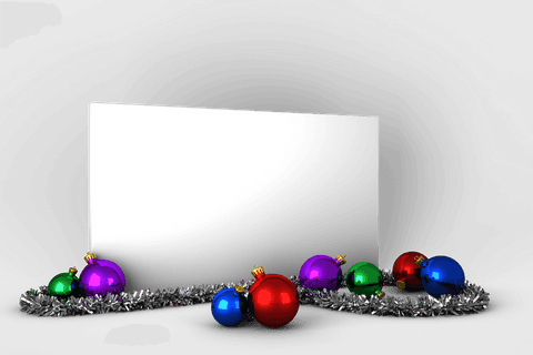 Festive Christmas Card Mockup with Baubles on Transparent Background