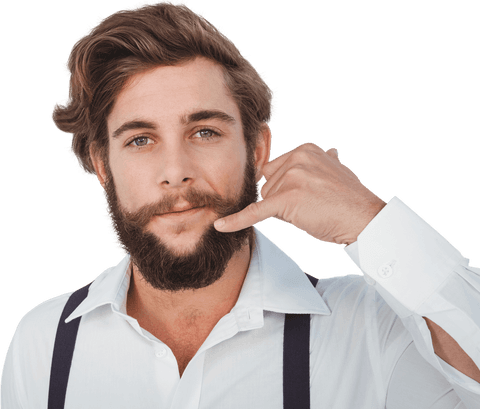 Transparent Confident Hipster Gesturing Call Me Sign