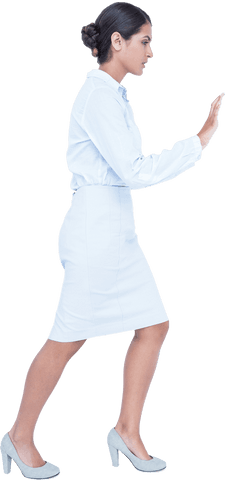 Businesswoman Walking on Transparent Background, Professional Attire