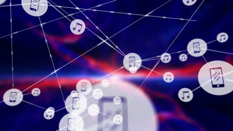 Abstract Digital Network of Music and Media Technology Connections