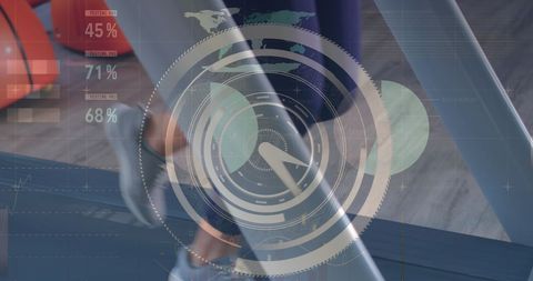 Futuristic digital interface overlay on laptop usage