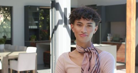 Modern lifestyle portrait in elegant open-plan home