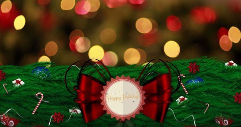 Festive Holiday Greeting Card with Christmas Wreath and Lights - Download Free Stock Images Pikwizard.com