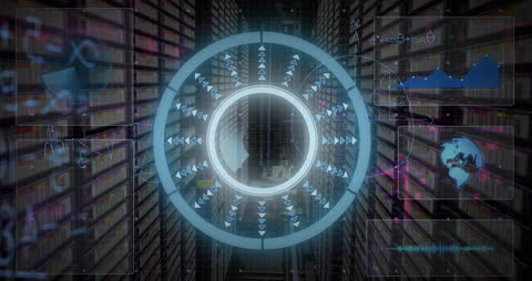 Futuristic Digital Interface in Data Processing Center