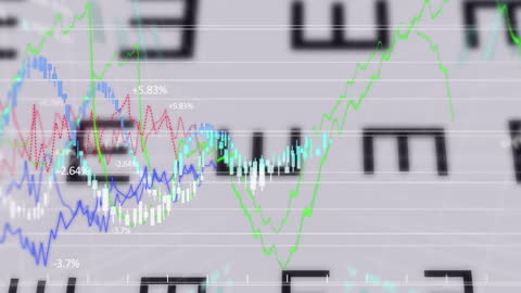 Dynamic Financial Data Overlaying Snellen Chart Concept