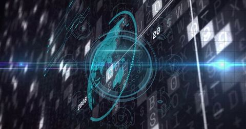 Virtual holographic globe in high-tech digital network