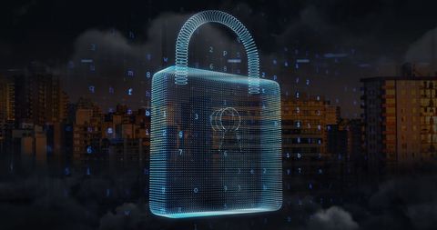 Digital Padlock Representing Cybersecurity Over City Skyline - Download Free Stock Images Pikwizard.com