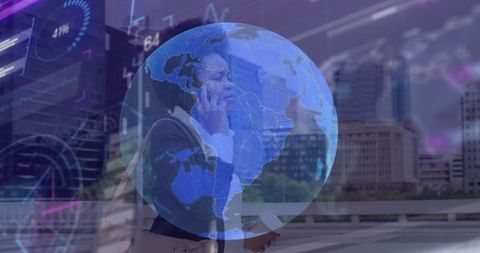 Businesswoman and Global Data Network Concept - Download Free Stock Images Pikwizard.com