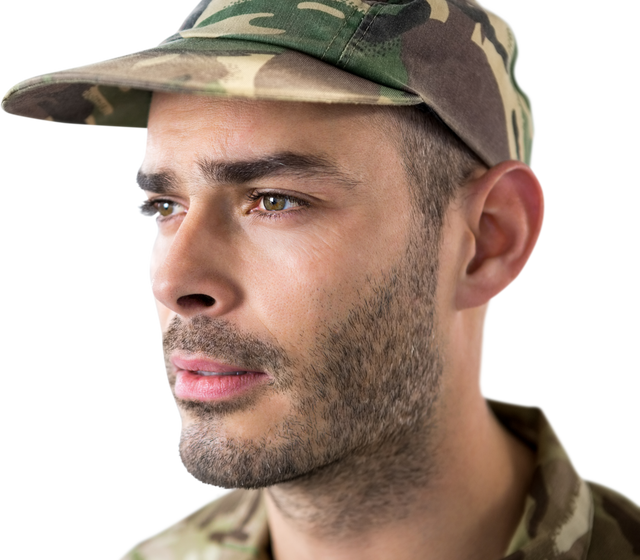 Confident Soldier Wearing a Camouflage Cap - Transparent Background - Download Free Stock Videos Pikwizard.com