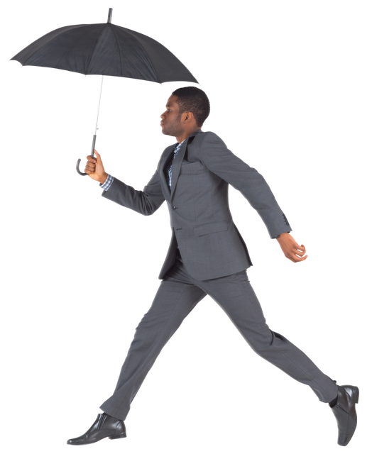 Transparent African American Businessman Holding Umbrella - Download Free Stock Videos Pikwizard.com