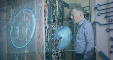 Man Analyzing Network Servers in Data Center - Download Free Stock Images Pikwizard.com