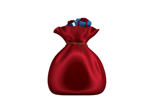 Red Christmas Bag with Gifts on Transparent Background