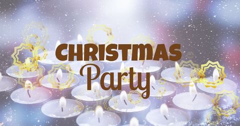 Christmas Party Banner with Snow and Candles