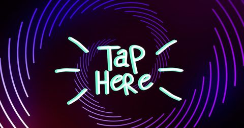 Neon Tap Here Message on Hypnotic Minimalist Background