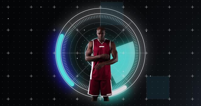 Basketball Player with Futuristic Analyzing Graphic Overlay - Download Free Stock Images Pikwizard.com