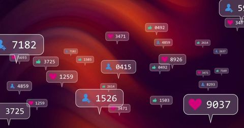 Vibrant Social Media Engagement Icons on Abstract Background