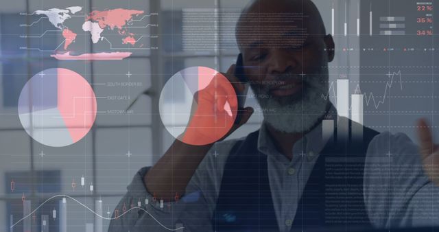 Businessman Analyzing Global Financial Data on Screen - Download Free Stock Images Pikwizard.com