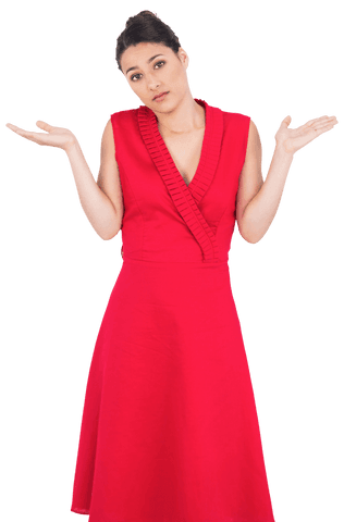 transparent confused woman shrugging red dress - Download Free Stock Videos Pikwizard.com