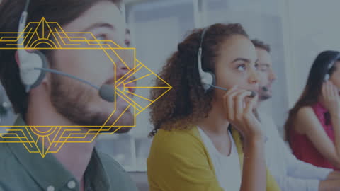 Diverse Customer Support Team with Innovative Overlay