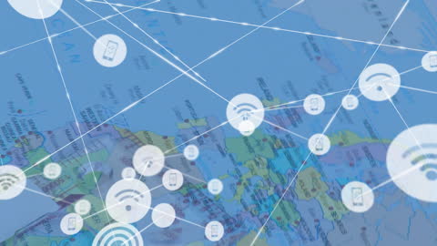 Global Networking and Connectivity Concept with Map Overlay
