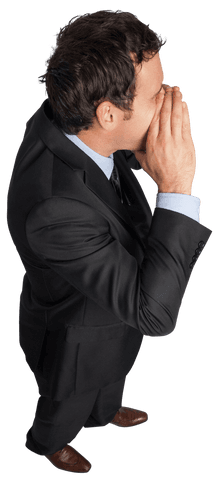 Caucasian Businessman Shouting Vector on Transparent Background