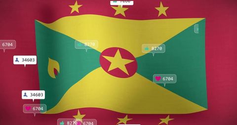 Dominica Flag with Social Media Engagement Overlay