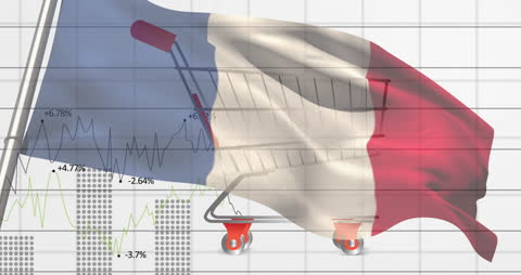 Economic Impact in France Illustrated by Cart and Flag