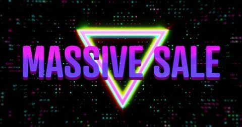 Massive sale neon text with retro light effects