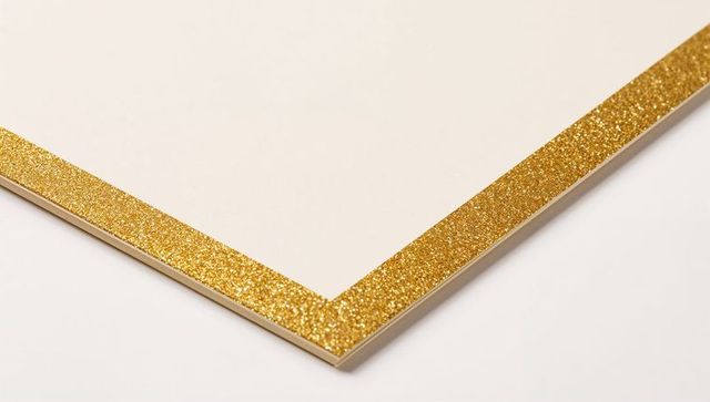 Cream cardstock corner with gold glitter edge for luxury invitations and crafts