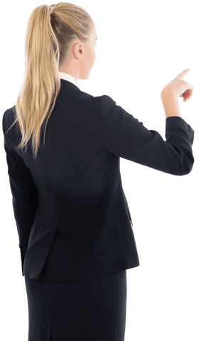 Businesswoman Pointing for Virtual Interface, Transparent Background