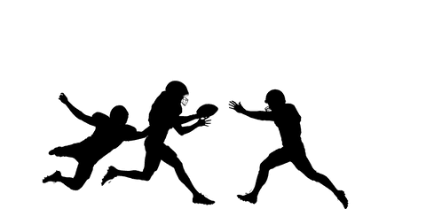 Transparent Silhouette of Football Players on Active Stance