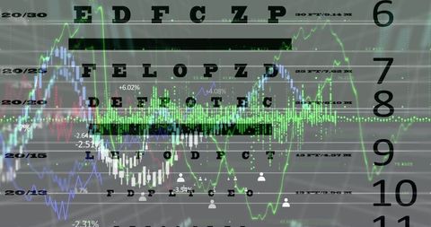 stock market trends merged with vision test chart illustration - Download Free Stock Images Pikwizard.com