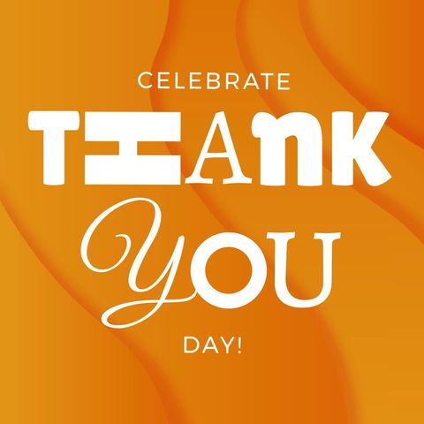 Celebrate Thank You Day Graphic on Vibrant Orange Background