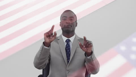 Confident Businessman in Front of USA Flag Animation