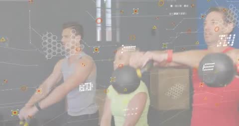 Dynamic Kettlebell Workout With Synchronization in Gym