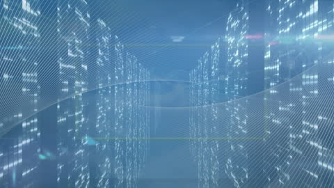 Digital Data Streams Flowing Through Network Servers