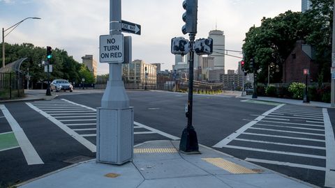 City Intersection with Skyscrapers in Background